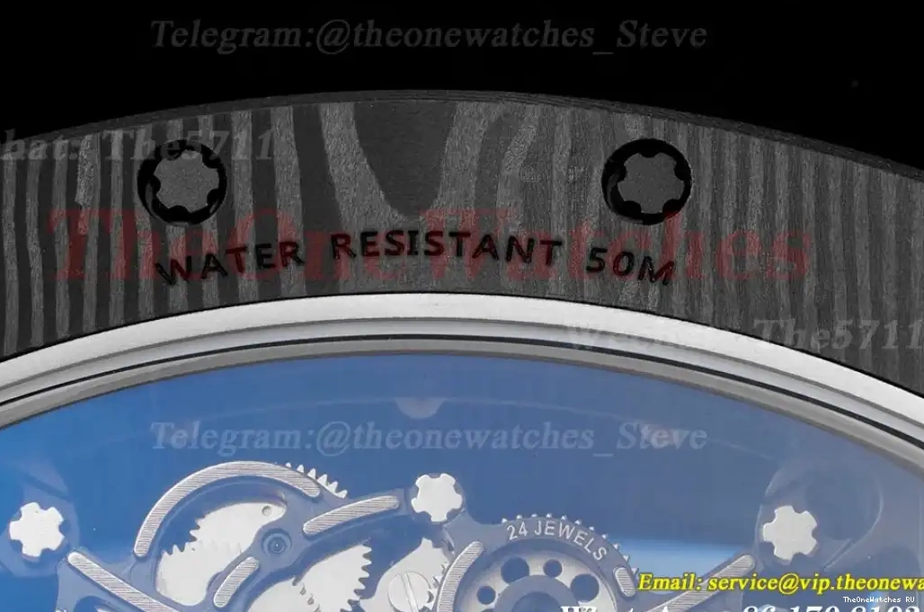 Strap White On Skeleton NTPT Dial Blue BBRF Rubber RM055 Real RMUL2 0417